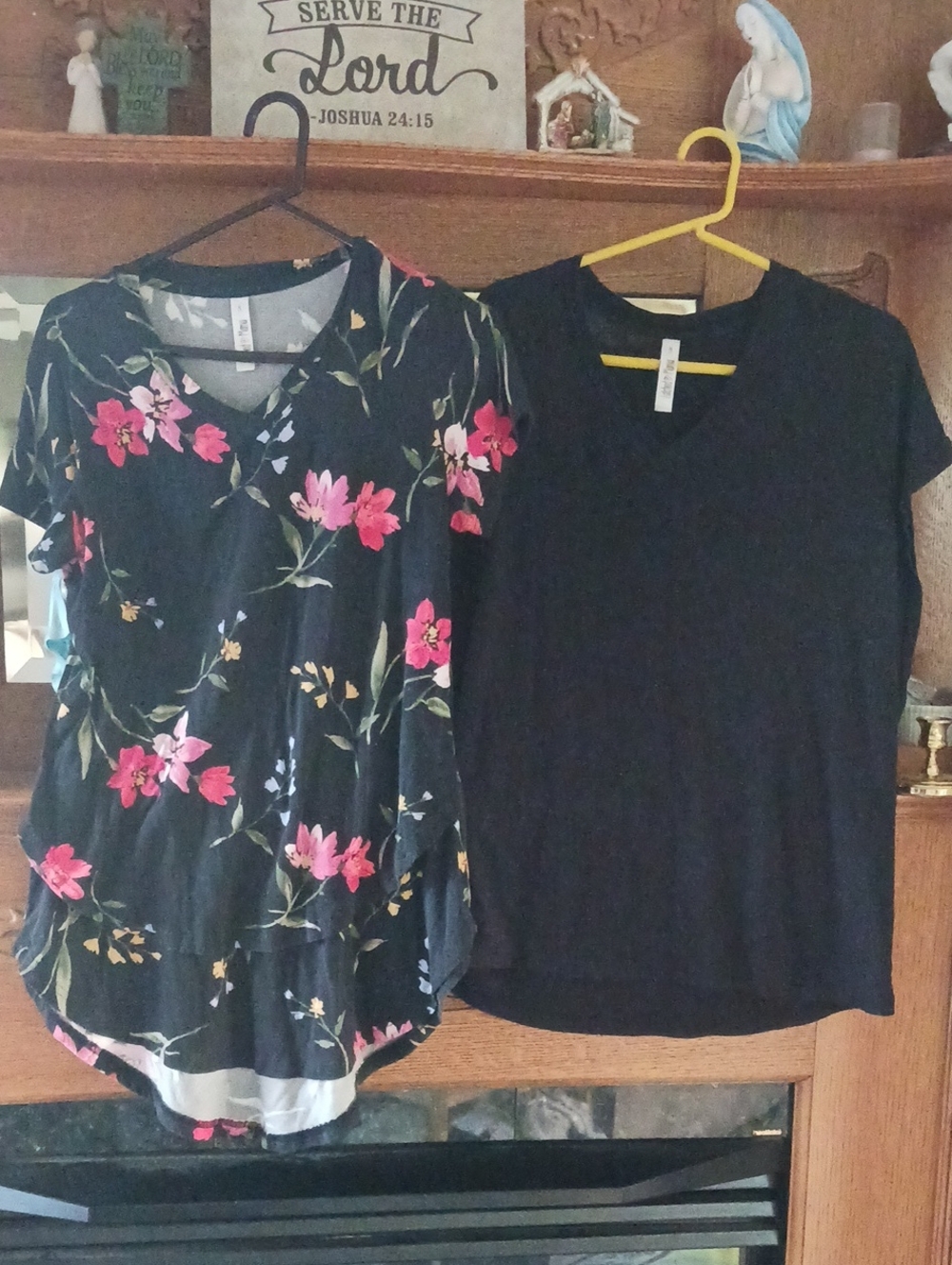 2 | Latched Mama Black & Floral V-Neck Tops